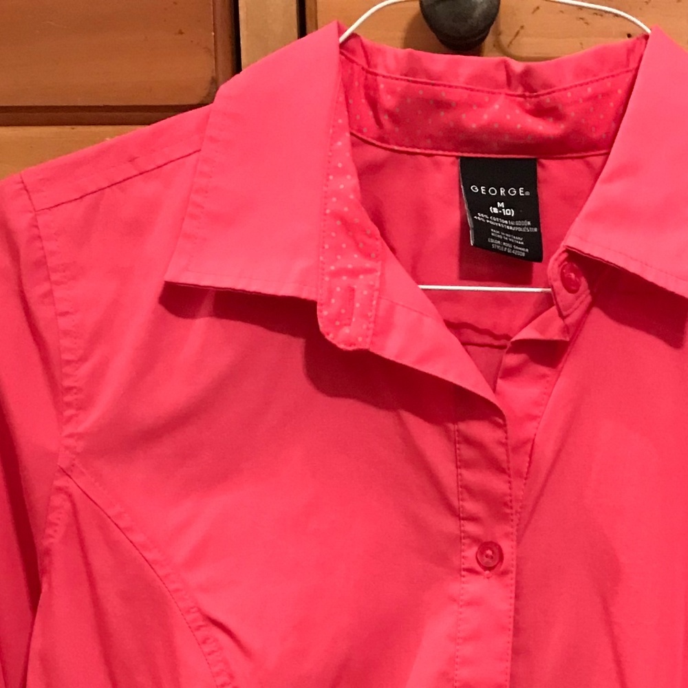Pink Button Down Shirt - Med(8-10) - George